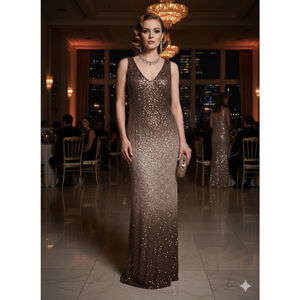 Onyx Nite Ombre Lace Sequin Gown Size 12 Formal Evening Dress